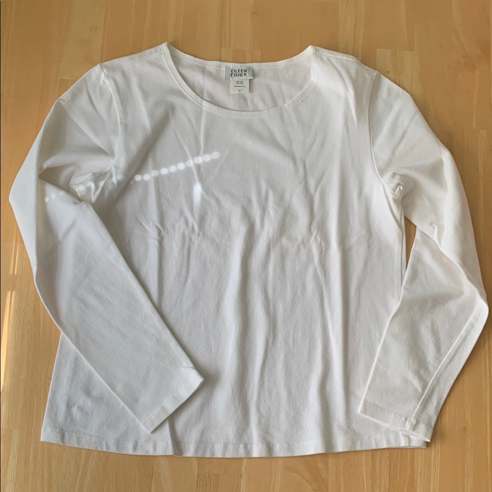 Eileen Fisher Soft White Long Sleeve Shirt